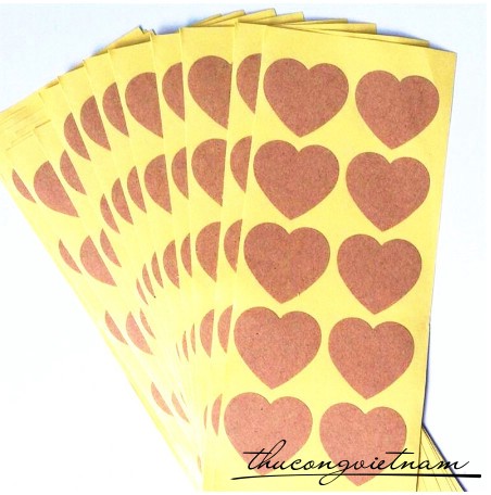 Sticker trái tim giấy kraft